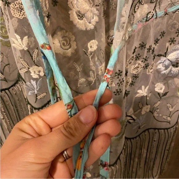 Aratta Hit the Breaks Green and Cream Embroidered Maxi Dress - Picture 4 of 7